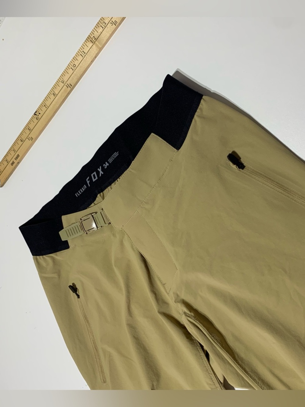 Fox Flexair Pants Mens Size 34 x 32 Tan Mountain Bike Motocross Zippered Pockets - Picture 3 of 7